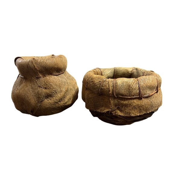 Handwoven Other - Vtg Primitive Handcrafted Woven Baskets Banana Leaf Coconut Husk